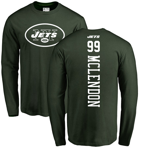 New York Jets Men Green Steve McLendon Backer NFL Football #99 Long Sleeve T Shirt->nfl t-shirts->Sports Accessory